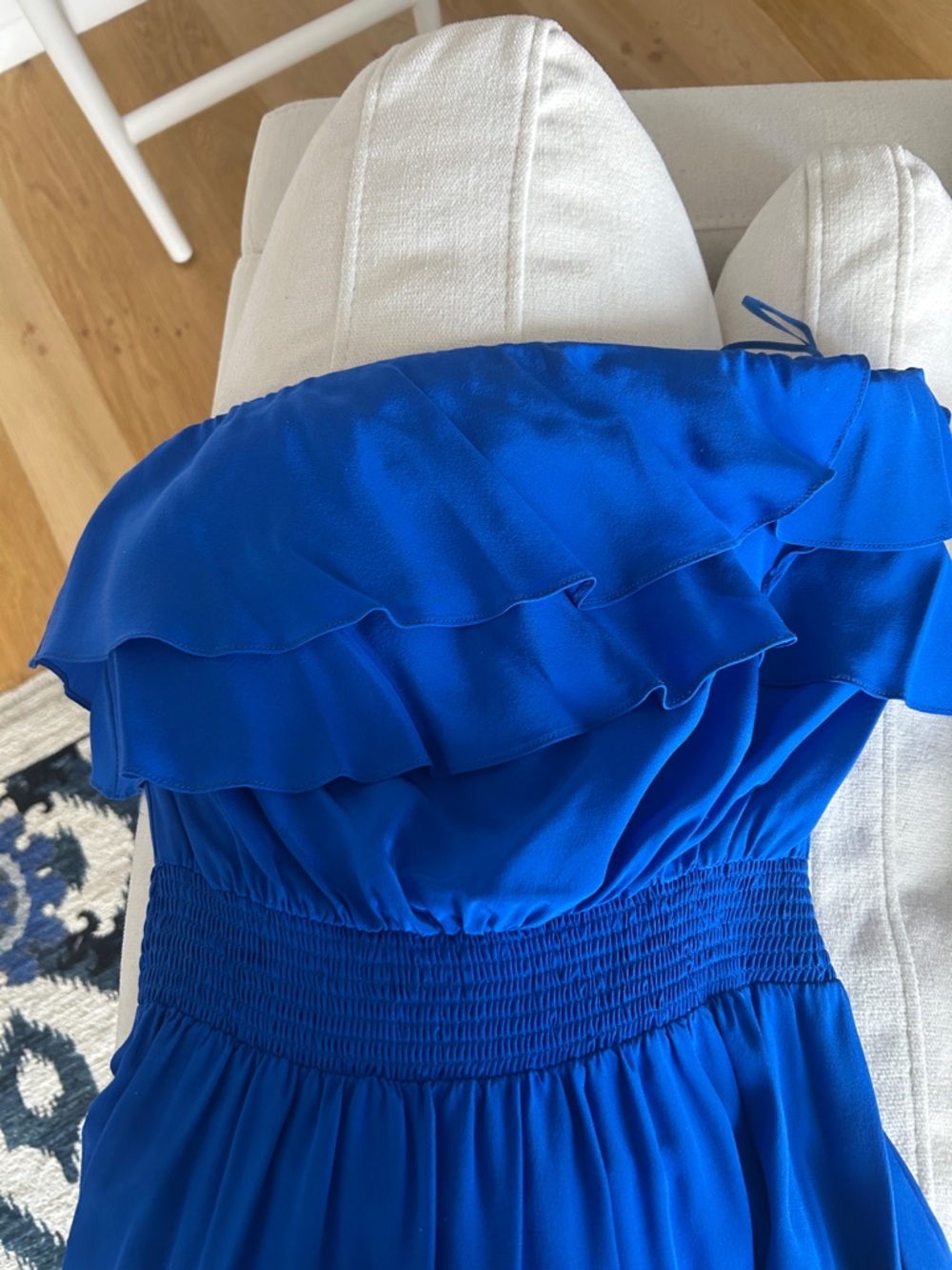 JAY GODFREY COBALT BLUE SILK STRAPLESS DRESS - Picture 6 of 6